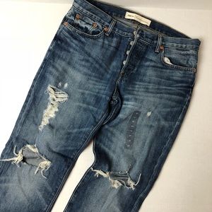 Gap Relaxed Boyfriend Distressed Button Fly Jeans